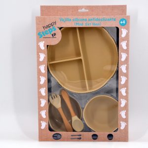 Set de cuchara, tenedor y plato Vaso Beige