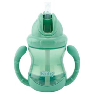 Nuby Copa con abrazadera Flip-it Verde 240ml. 12m+