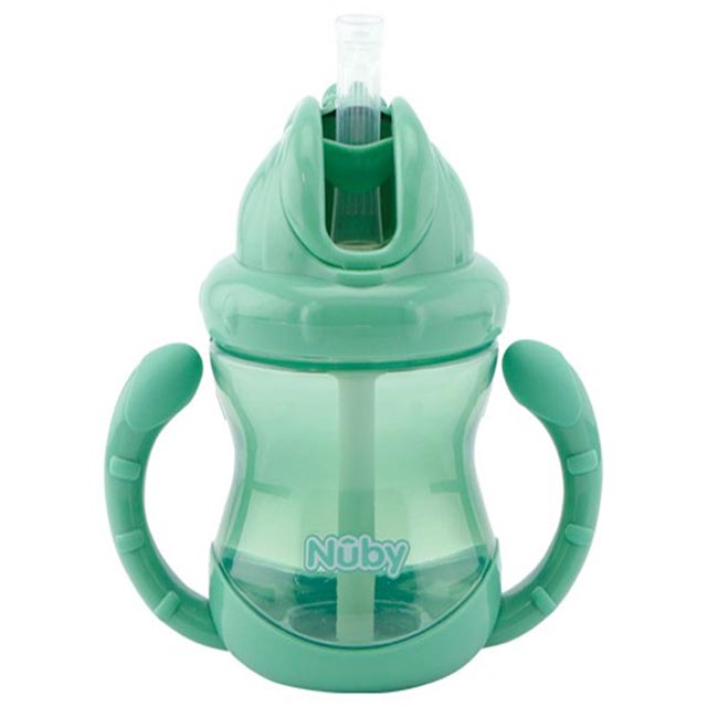 Nuby Copa con abrazadera Flip-it Verde 240ml. 12m+
