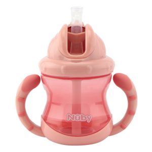 Nuby Copa con abrazadera Flip-it Rosa. 240ml. 12m+