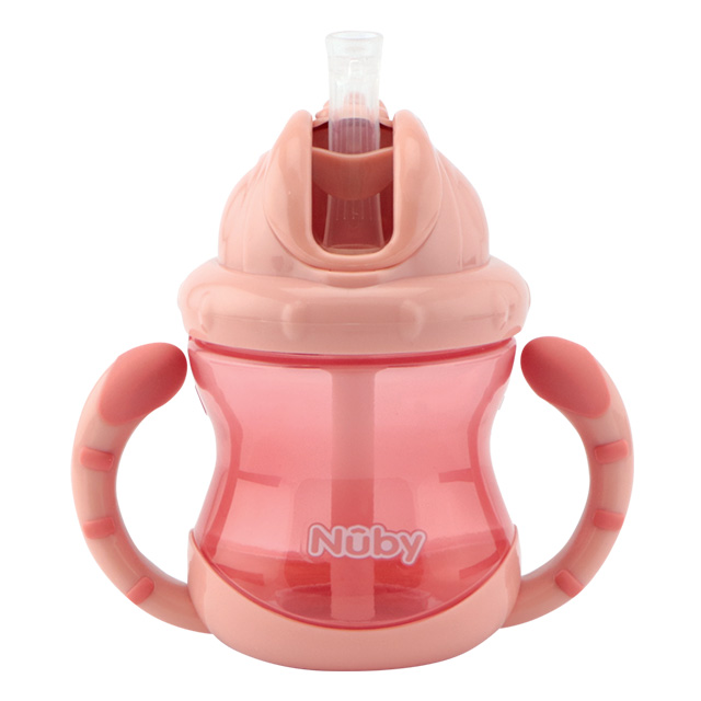 Nuby Copa con abrazadera Flip-it Rosa. 240ml. 12m+