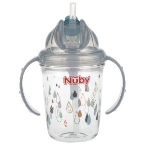 Nuby Copas con abrazadera Flip-it Gris. 240ml. 12m+